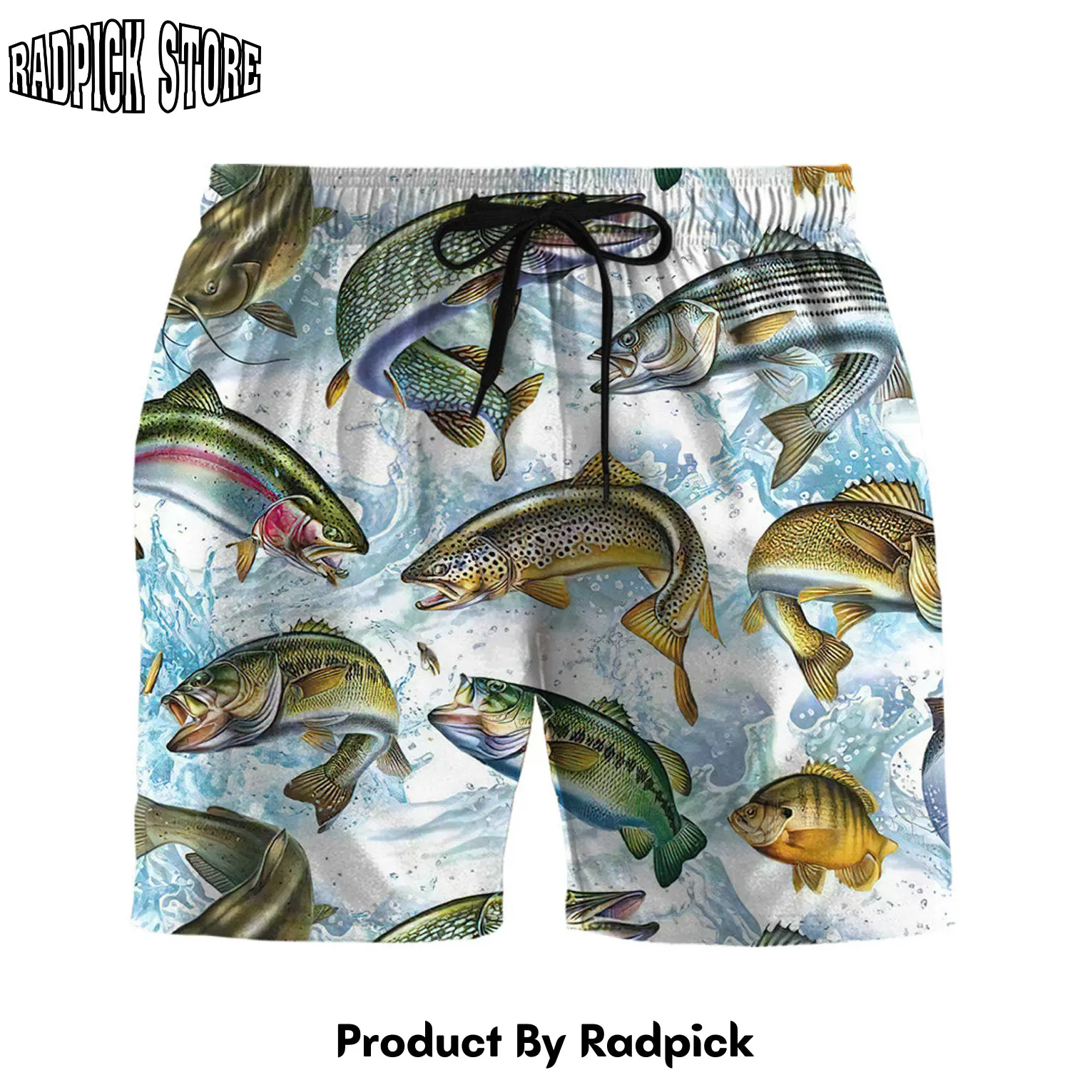 Radpick 3d fresh water fishing fish custom men short rp631508
